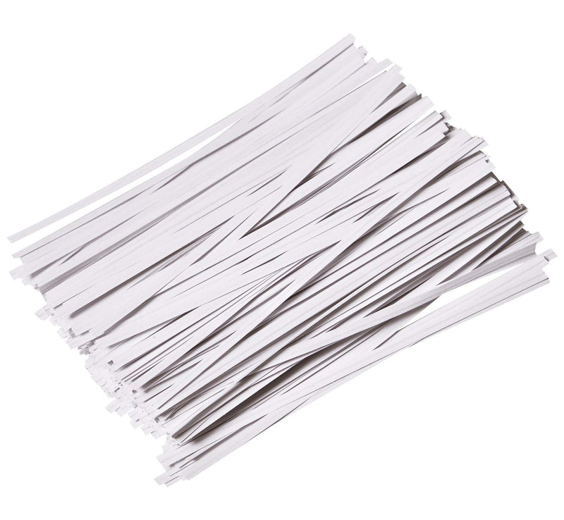 CandyHome 1000 Pcs 6" Paper White Twist Ties Reusable Bread Ties for Party Cello Candy Coffee Bags Cake Pops