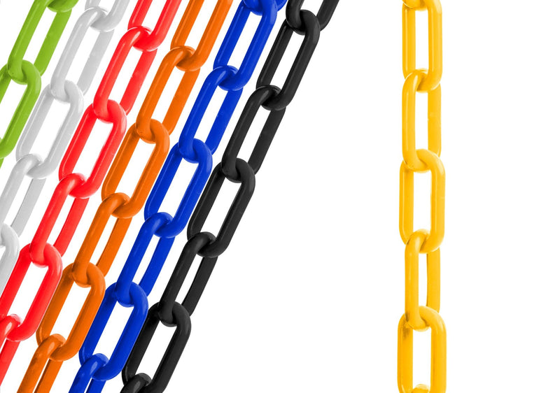 US Weight (Made in USA) 2" x 25' Yellow Plastic Safety Chain ft. SunShield UV Resistant Technology 25 FEET