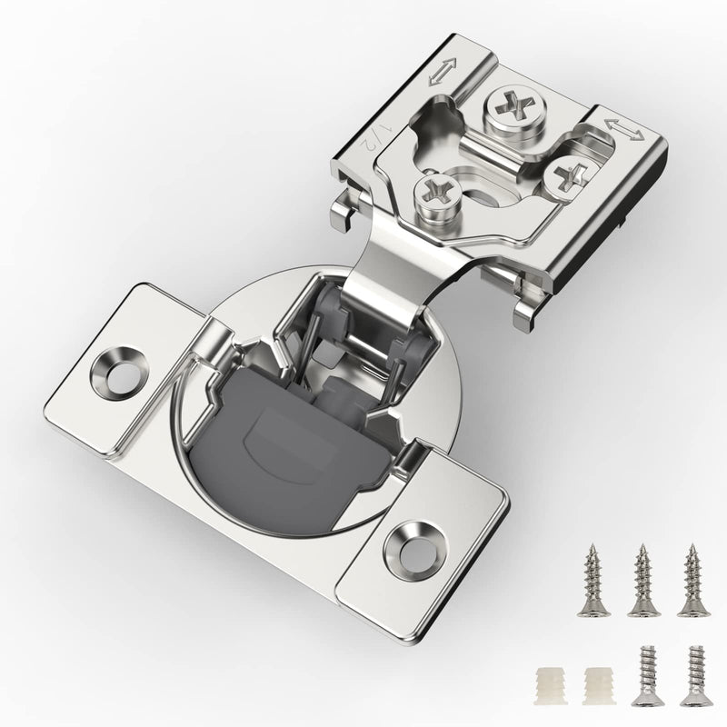 FURNIWARE 10 Pieces Soft Closing Cabinet Hinges, 1/2 inch Overlay Cabinet Hardware Hinges Nickel Plated- 105 Degree 1/2" 10 Pack