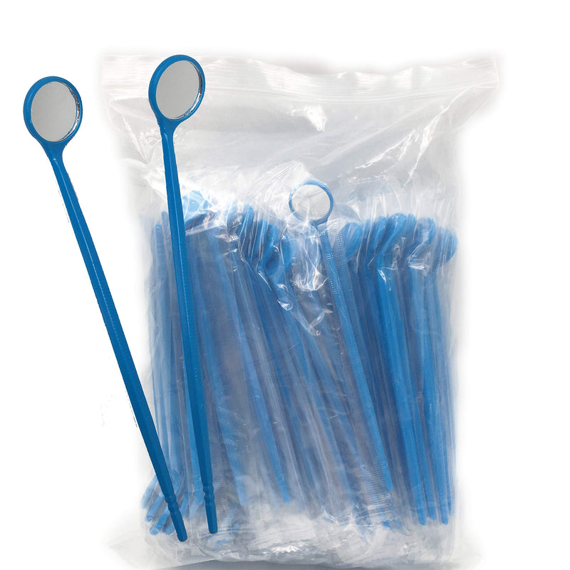 100pcs Disposable Dental Exam Mouth Mirrors Oral Dental Mirror Plastic Dental Instrument (Blue) Blue