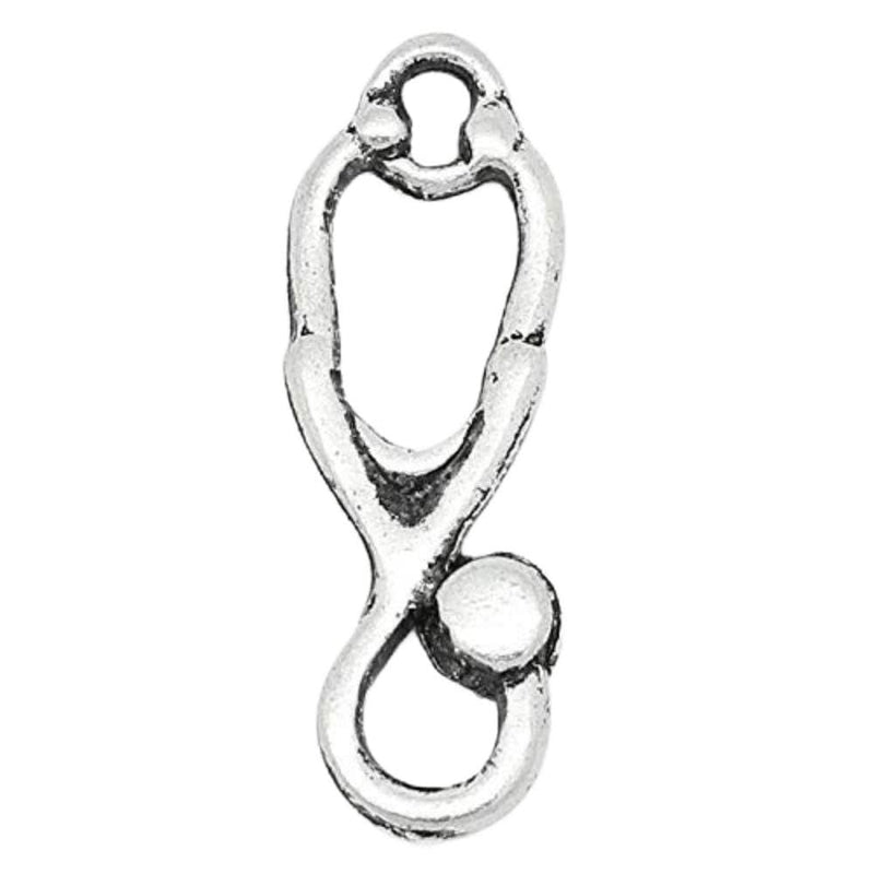 PEPPERLONELY 60pc Antiqued Silver Alloy Stethoscope Medical Charms Pendants 23x8mm (7/8" x 3/8") 7451# Stethoscope
