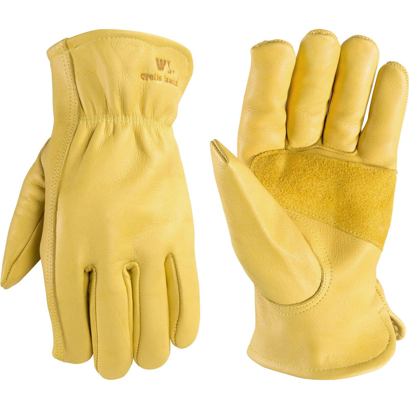 Wells Lamont Leather Work Gloves for Men, Reinforced Cowhide with Palm Patch, Saddletan, Large (1129L) Large (Pack of 1)