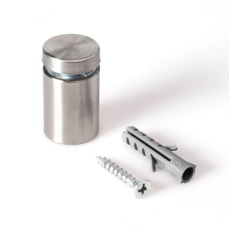Stainless Steel Standoff 3/4 Inch Diameter x 1 Inch Barrel Length Brushed Finish for PVC, Glass and Acrylic Sign Stand Off Wall Anchors and Screws 20 Piece Store/Restaurant Pack 20 Piece Pack