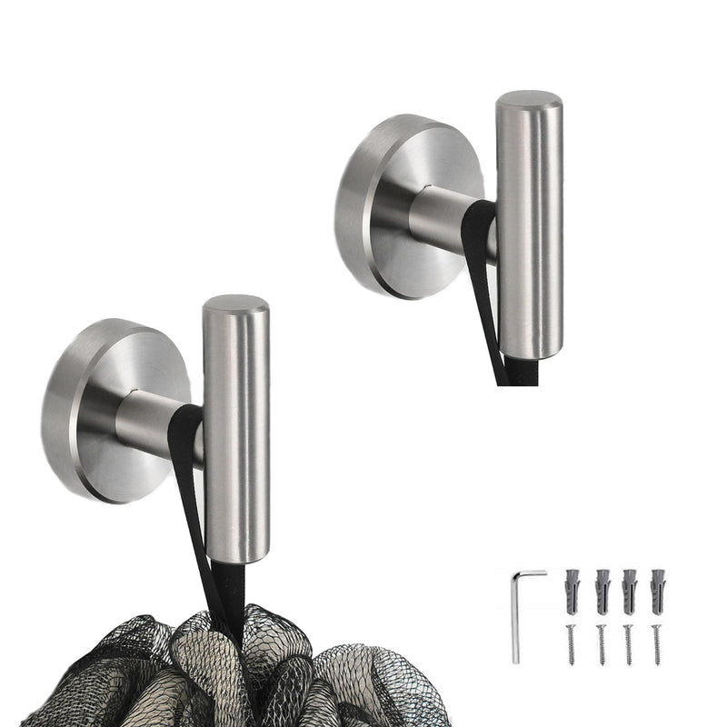 SEIDO Towel Hooks for Bathrooms, Brushed Nickel Towel Hook Wall Mounted, SUS 304 Stainless Steel Bathroom Towel Hook for Bathroom/Kitchen/Garage, 2pc 2 Pack