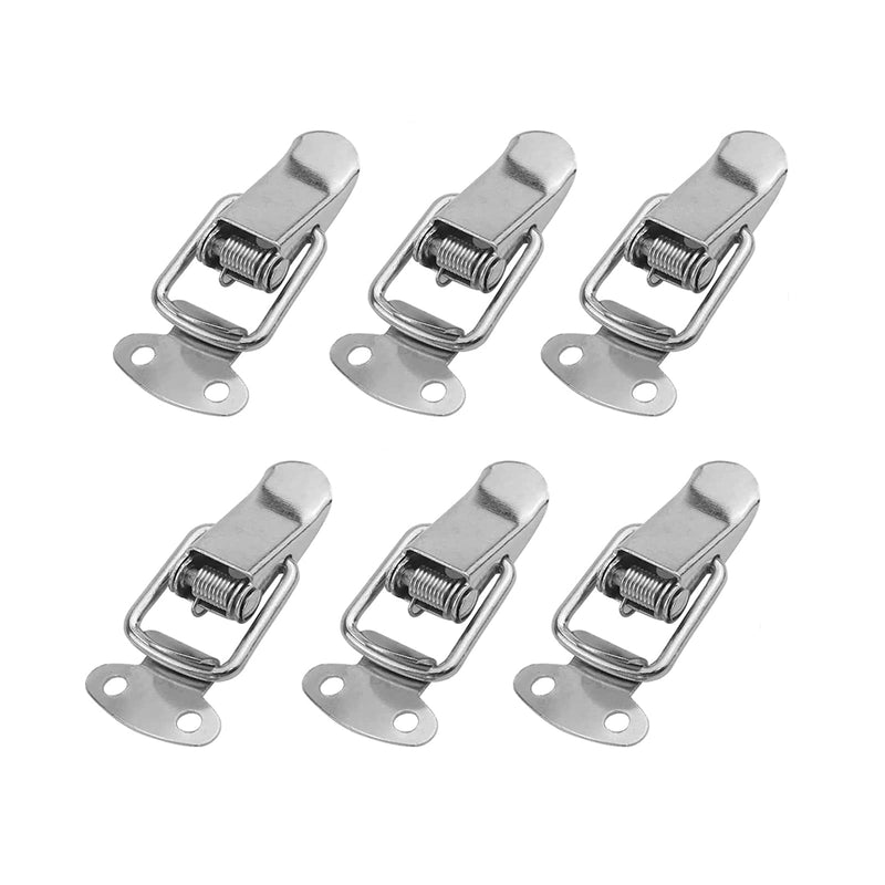 Antrader Spring Loaded Buckle Latch Stainless Steel Toggle Hasp Lock for Wooden Case Toolboxes with Screws Pack of 6 35mm Length, 6pcs No Lock Hole, Silver