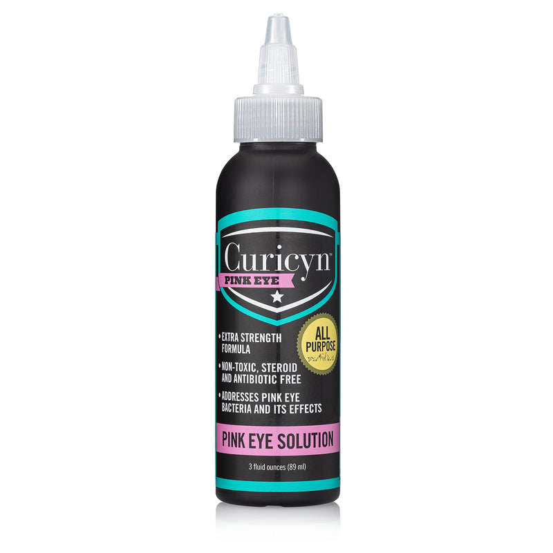 Curicyn Pink Eye Solution, Conjunctivitis Eye Drops for Dogs, Cats, Livestock and Horses – Pain Free, Non-Steroidal Dog Eye Wash with Purified Anolyte - Effects Observed in 1-3 Days 3 oz - PawsPlanet Australia