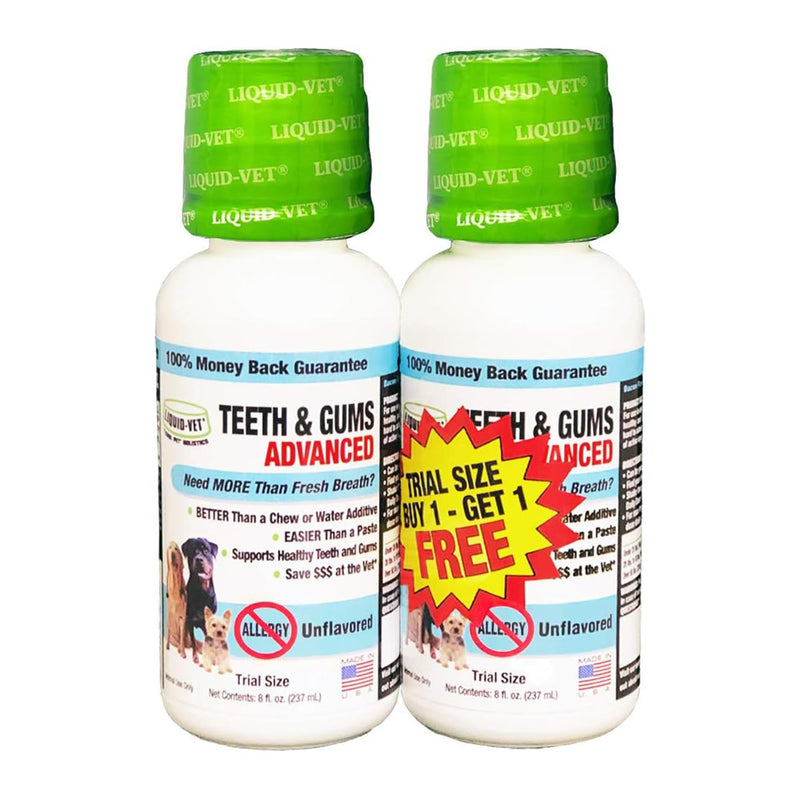 LIQUID-VET Ultimate Dog Dental Care Solution: Teeth Cleaning & Plaque Remover Food Additive - Fresh Breath Mouthwash, Tartar Control, and Gum Health Support - Premium Pet Product Unflavored 8 oz