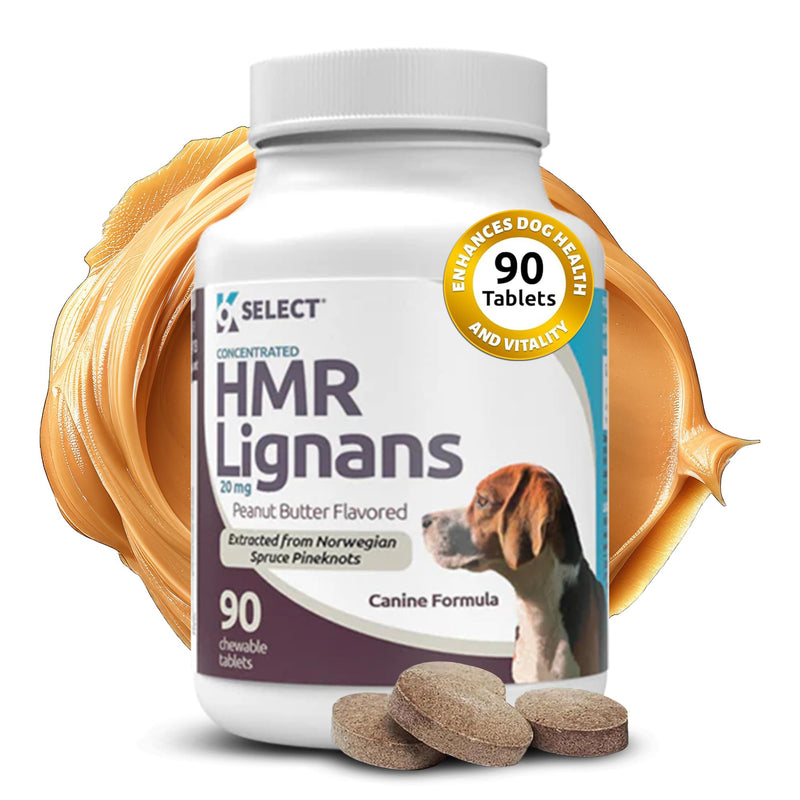 K9 Select HMR Lignans for Dogs - Enhancer for Overall Wellness, Immune Support for Dogs - Norway Spruce Extract Holistic Dog Health - Digestion, & Coat Care - Peanut Butter, 20mg, 90 Tablets - PawsPlanet Australia
