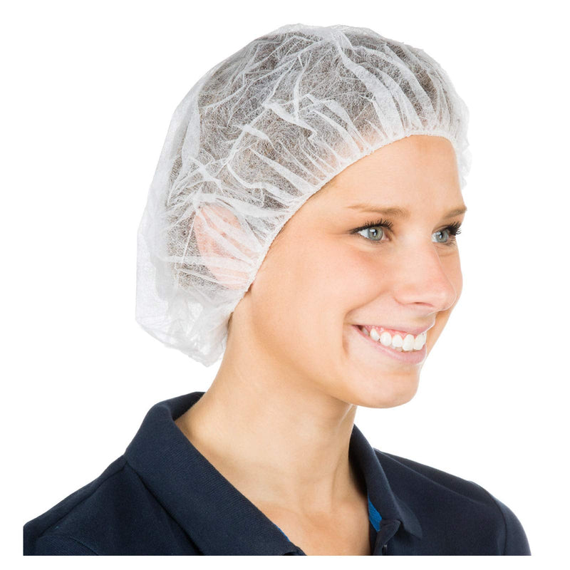 Cleaing 24" Disposable Bouffant Cap, White Hair Nets for Food Service, Nurses, Tattoo 1