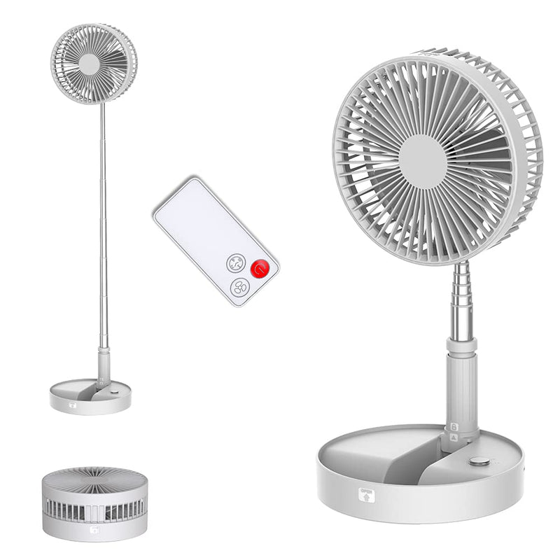 UN UNITEDTIME Desk and table fan, Foldable Fans Portable Travel Fan Battery Operated or USB Powered,Adjustable Height,My Foldaway fan with remote Control Timer 4 Speed Settings (White) White