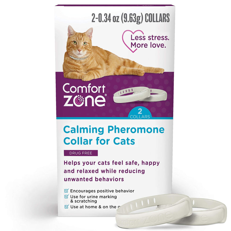 Comfort Zone 2 Pack Cat Calming Pheromone Collar for Cats | De-Stress Your Cat | Helps Cats Feel Safe, Happy, and Calm While Reducing Unwanted Behaviors - PawsPlanet Australia