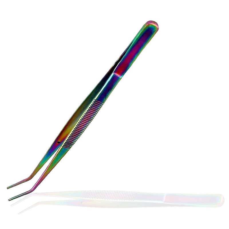 Dental Cotton Tweezers College Pliers Forceps Serrated Tip Stainless Steel Rainbow/Multi Instruments for Educational Use