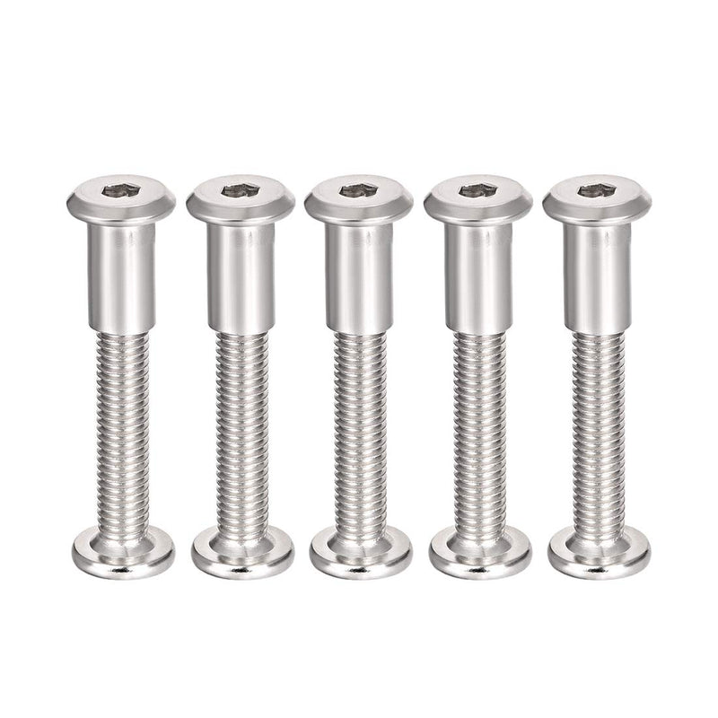 uxcell Screw Post Fit for 3/8"(10mm) Hole Dia, Male M8x50mm Belt Buckle Binding Bolts Leather Fastener Carbon Steel 5 Sets 50mm