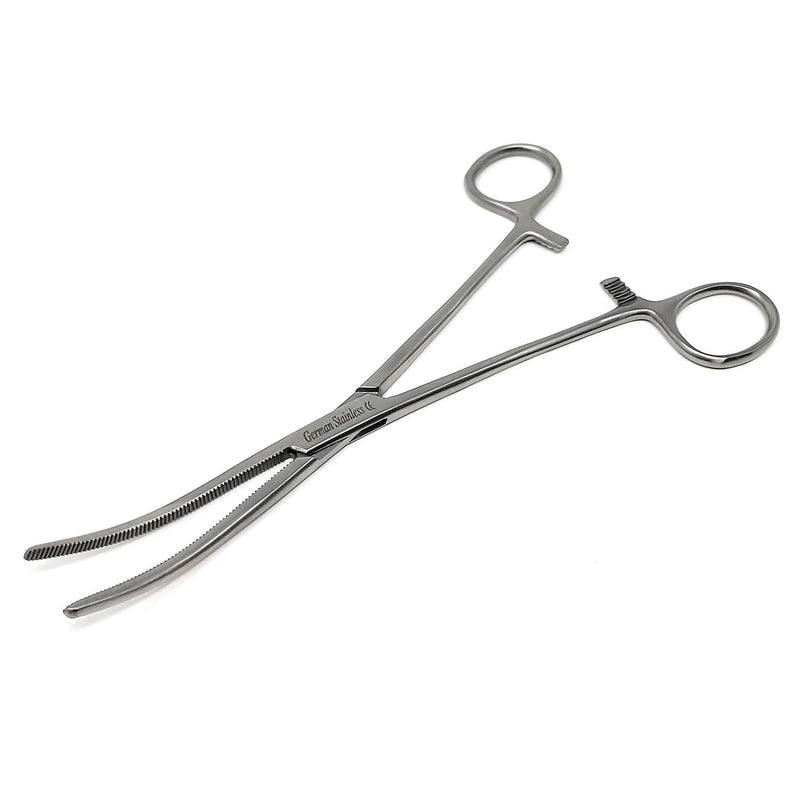 Premium Quality Heavy Duty Hemostat Locking Forceps Clamps 8" Curved with Full Serrated Jaws for Better Grip and Three Locking Positions