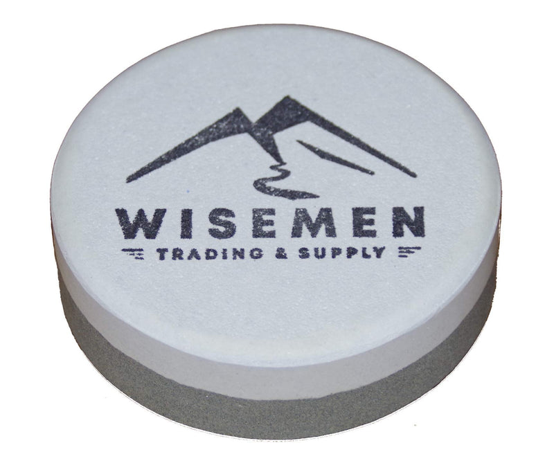 Wisemen Trading Dual Grit Sharpening Puck, Sharpening Axes, Machetes, and Other Tools.