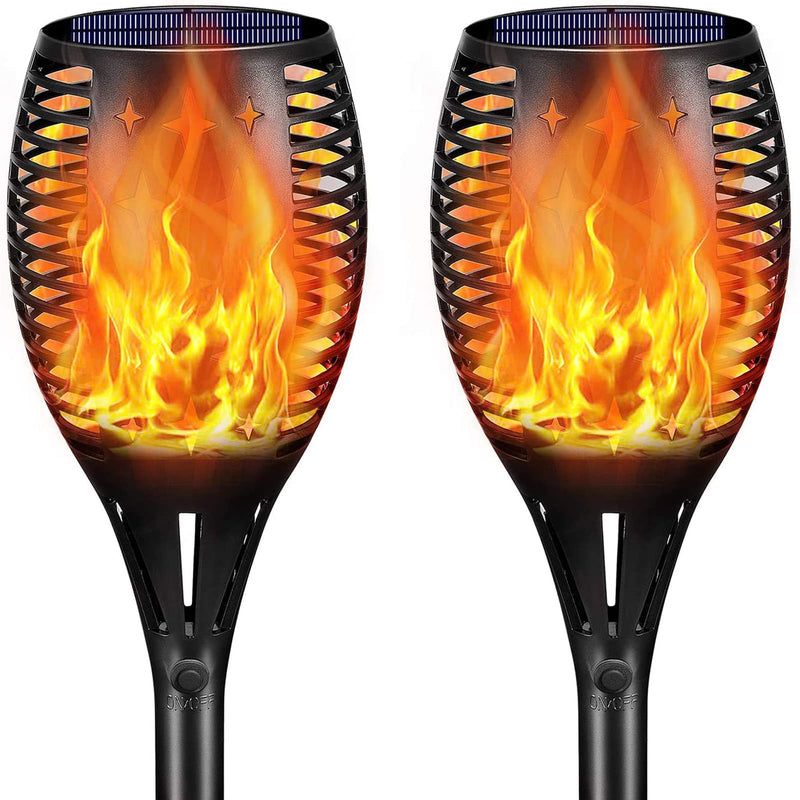 YoungPower Landscape Solar Torch Lights, Waterproof Flickering Flames Torches Lights Outdoor Flame Lights Decoration Lighting Dusk to Dawn Auto On/Off Security Light for Deck Yard Driveway, 2P 2 Pack