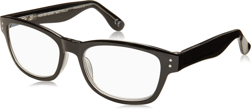 Foster Grant Conan Multifocus Reading Glasses Shiny Black/Transparent 2.5 x