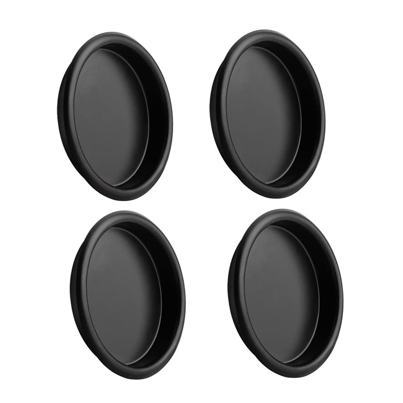 HOMOTEK 4 Pack Closet Door Finger Pull 2-1/8”, Easy Snap in Installation, Black, Fits a 5/16”Depth x 2-1/8" Diameter Opening Hole
