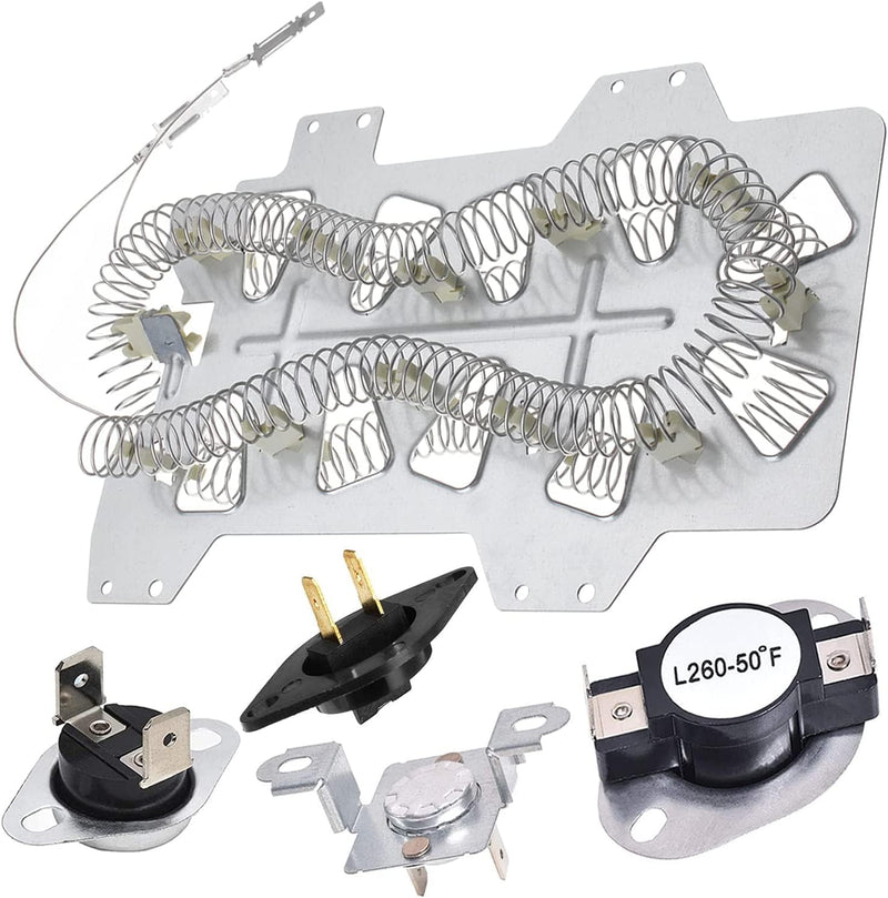2025 UPGRADE Dryer Heating Element for Samsung dv42h5000ew/a3 dv45h7000ew/a2 dv48h7400ew/a2 DC47-00019A Dryer Heating Element DC47-00018A Thermostat DC47-00016A DC32-00007A DC96-00887A Thermal fuse
