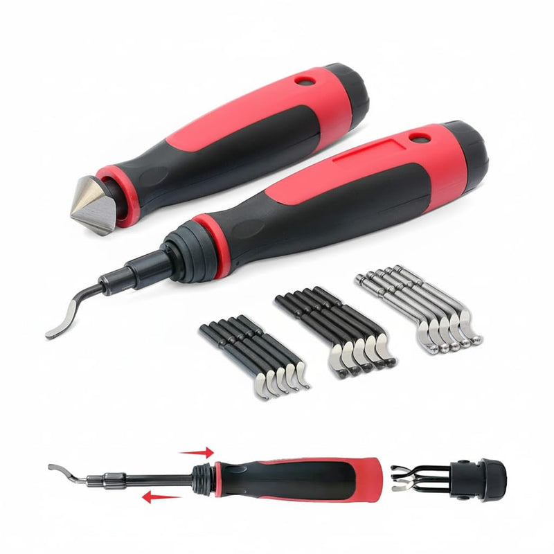 AFA Tooling - Extendable Neck Deburring Tool & Countersink Hand Reamer with 15 Extra Blades - Works on Resin, PVC Pipes, Copper, Plastic - Plumbing & 3D Printing Burr Removal Reamer Tool Long Reach Deburring & Reamer Kit