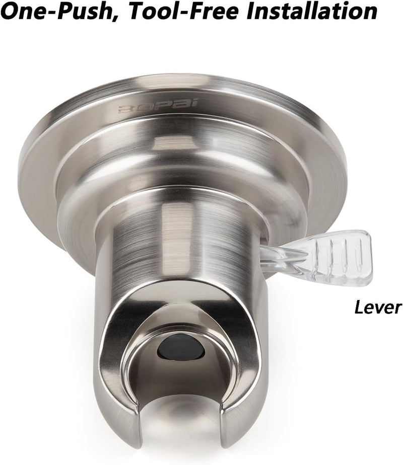 JiePai Suction Cup Shower Head Holder Adhesive,Suction Handheld Shower Head Holder Bracket,Removable Wall Mount Holder for Bathroom,Brushed Nickel Holder-Brushed Nickel