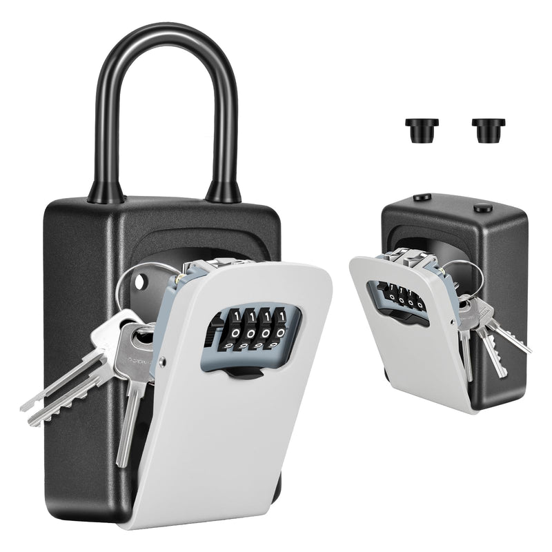 Portable Key Lock Box, Upgrade Clearly Visible Numbers, Lock Box Wall Mounted for House Key, 5 Key Capacity, Weatherproof Resettable Code (1 Pack, Gray) 1 pack