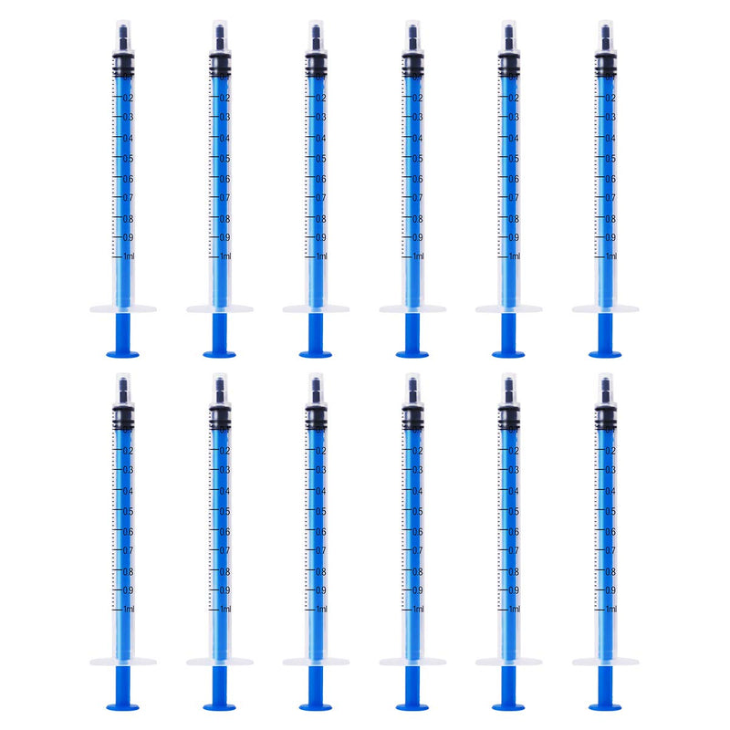 12 Pack - 1ml Plastic Syringe with Measurement, No Needle Suitable for Refilling and Measuring Liquids, Feeding Pets, Oil or Glue Applicator…