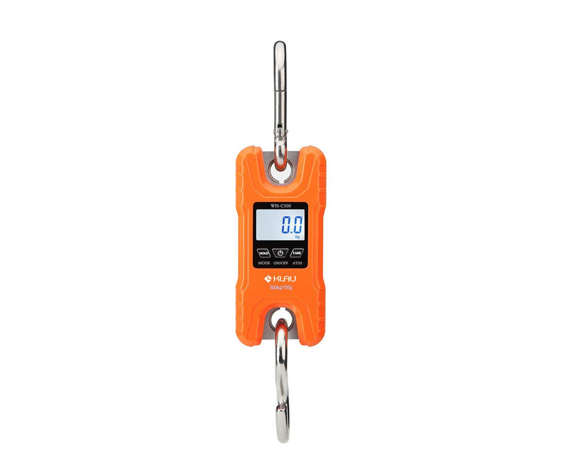 Klau Portable Mini Crane Scale 500 kg / 1000 lb Heavy Duty Digital Hanging Scales LCD Display with Backlight for Home Farm Market Fishing Hunting Orange