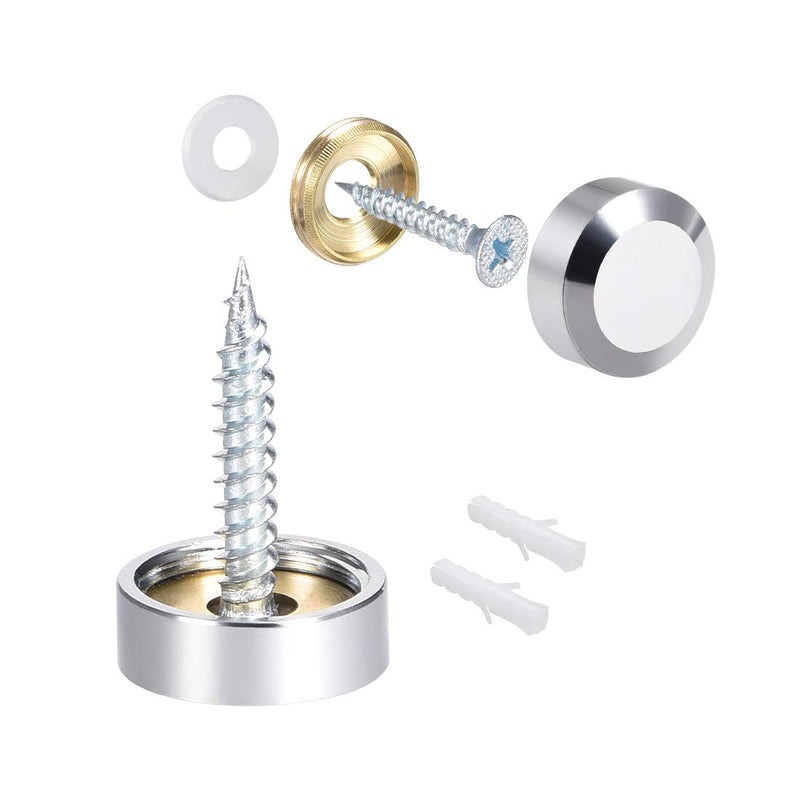 uxcell Mirror Screws Decorative Cap Cover Nails Polished Stainless Steel 16mm 4pcs Silvery