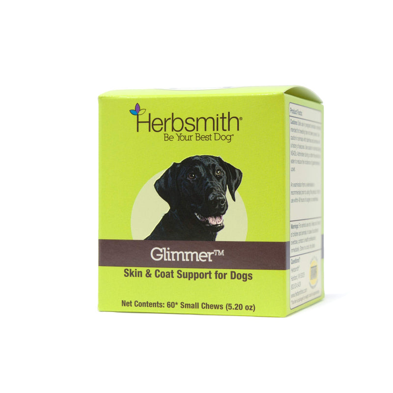 Herbsmith Glimmer - Dog Healthy Skin and Coat + Dog Treatment for Dry Itchy Skin - Omega-3 Supplement for Dogs - 60ct Small Chews 60Ct Small Chews (for dogs under 30Lbs) - PawsPlanet Australia