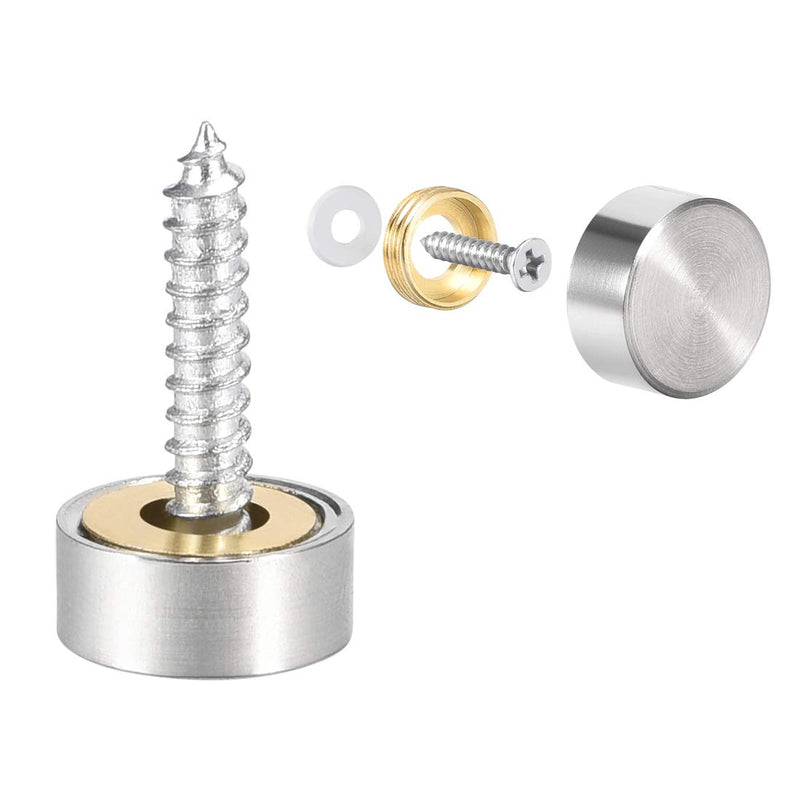 uxcell Mirror Screws Decorative Caps Cover Nails Brushed Stainless Steel 12mm 8pcs