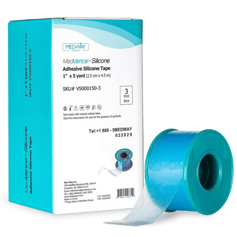 Medvance Soft Silicone Tape with Perforation for Easy Cut Size - 1" Width (3 Pack, 5 Yards)