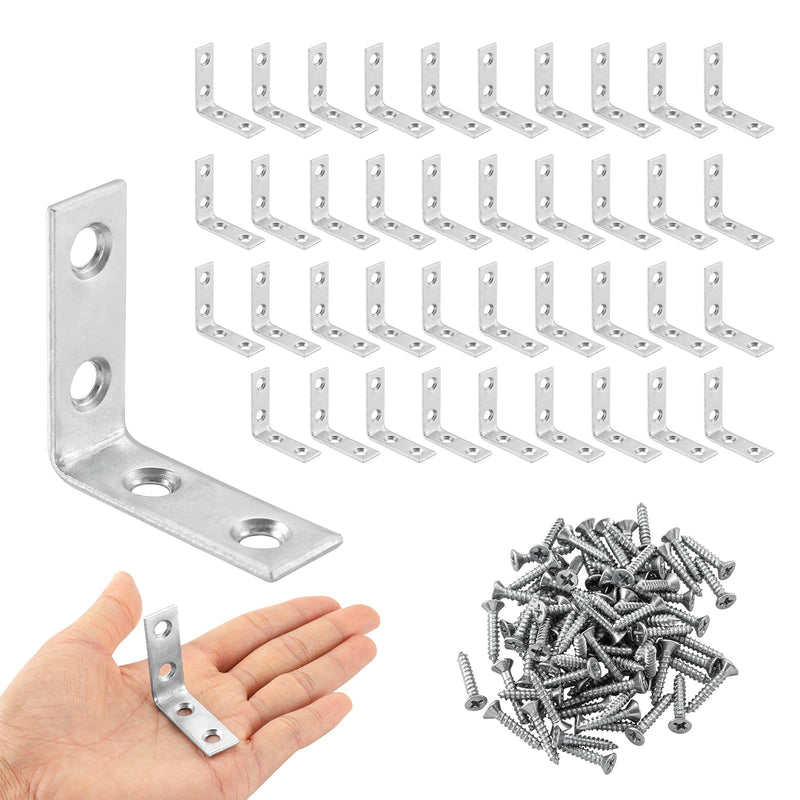 40 Pack L Bracket Corner Braces, Small Metal L Brackets for Wood, 1.5 inch Steel Joist Right Angle Brackets for Wood Shelves Chair Drawer Cabinet with Screws, Zinc Plated HOME MASTER HARDWARE 1-1/2 inch Zinc-40Pack 40