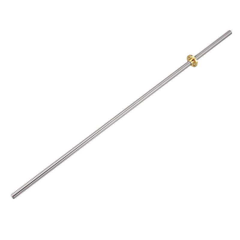 uxcell 400mm Length T8 8mm Dia Lead Screw Rod,2 Lead Stainless Steel Lead Screw Rod with Copper Nut Trapezoidal Thread for 3D Printer Z Axis