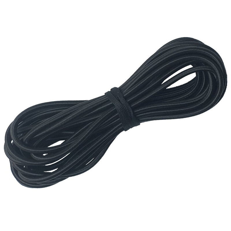 1/8" x 25' Bungee Shock Cord - Elastic Nylon Cords Kayak Stretch String Rope & Tie Down Trailer Strap, Marine Grade 1/8" x 25' Black