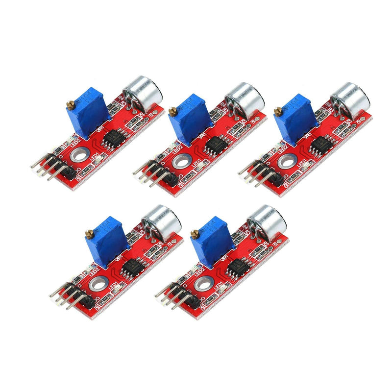 DEVMO 5PCS Microphone Sensor High Sensitivity Sound Detection Module Compatible with Ar-duino PIC AVR 5