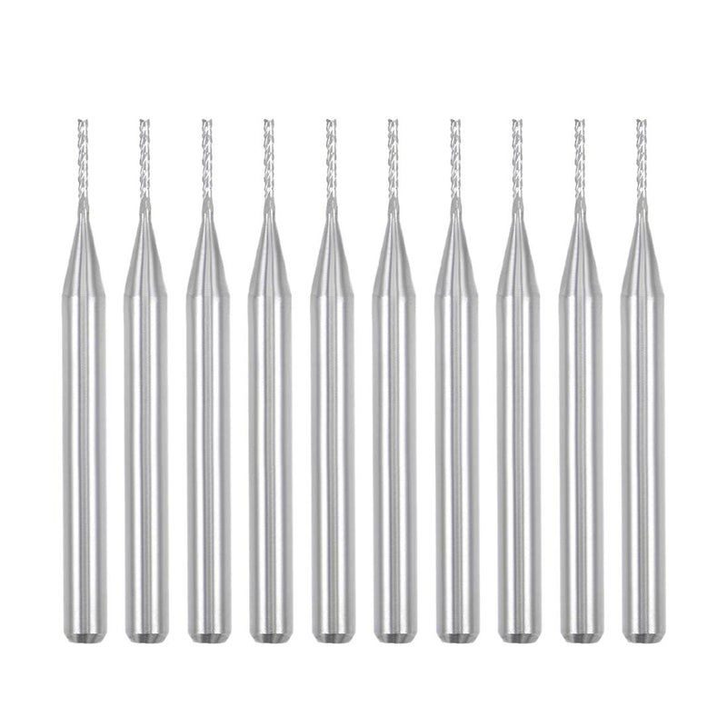 uxcell 10Pcs 0.8mm Carbide End Mill Engraving Milling Cutter CNC Router Bits for PCB Machine, 1/8" Shank 0.8mm x 5.5mm