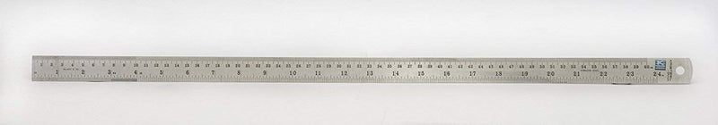 Shinwaa 24" 600 mm Rigid English Metric Satin Chrome Stainless Steel Machinist Engineer Ruler/Rule with Conversion Table Model 401 E10