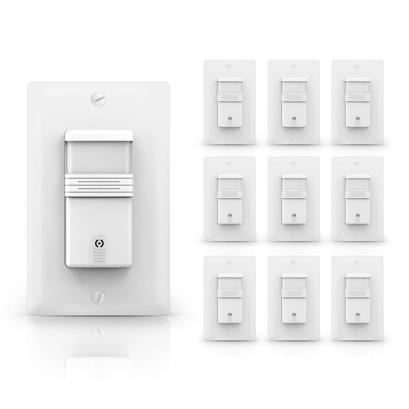 ECOELER 4Pack in-Wall PIR Motion Sensor Light Switch, Single Pole Motion Activated Switch, On/Off Override, Neutral Wire Required, Vac & OCC Mode Available, Title 24, UL Certified 4