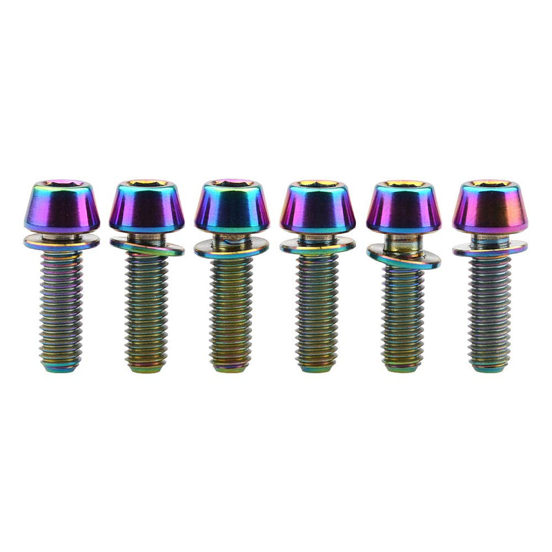Titanium Ti Allen Hex M5x16 18mm Tapered Head Bolt with Washer Screw for Bicycle Stem Parts Pack of 6 (Ranibow, M5x16mm) Ranibow