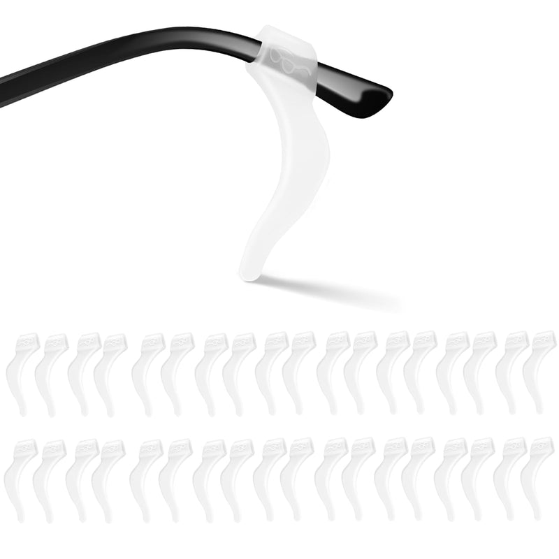 Eyeglass Ear Grips -20 Pairs eye glasses ear grippers Anti-slip Holder, Silicone Ear Hook, glasses ear grip Sleeve Retainer for Sports Glasses, Sunglasses Reading Glasses Us-s-22a-clear