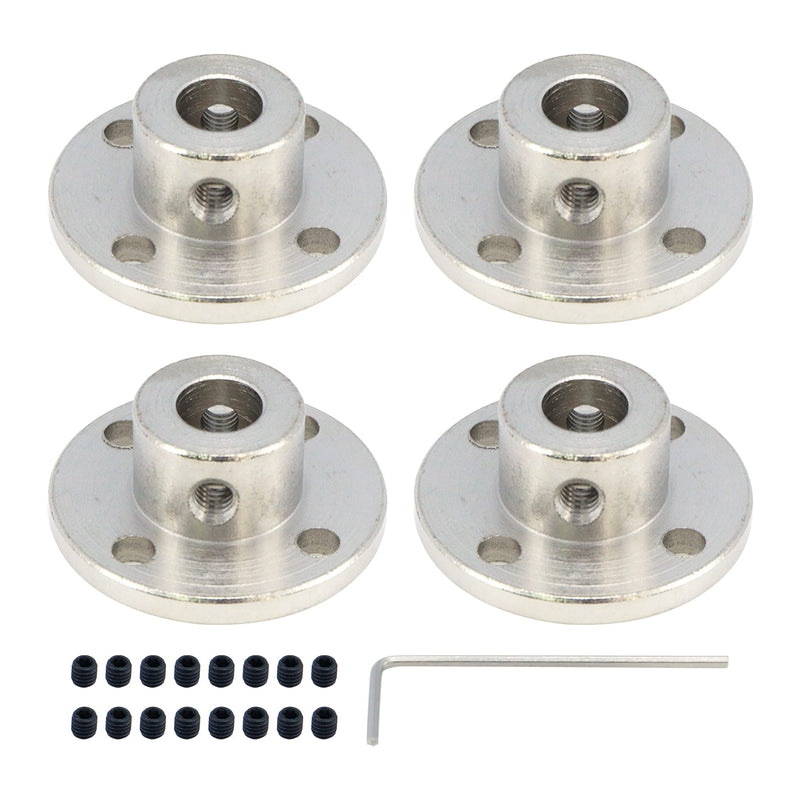 Sydien 4Pcs 8mm Rigid Flange Shaft Coupling Motor Guide Shaft Coupler Connector with Set Screws & Wrench