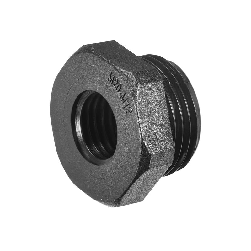 uxcell Threaded Reducing Bushings Nylon Connector Adaptor M20 Male Thread to M12 Female Thread Black