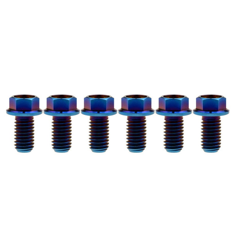 Titanium Bolt M8x15 20 25 30 35 40 45 50 55 60 65mm Small Flange Hex Head Screws for Motorcycles Parts Pitch 1.25mm Pack of 6 (M8x15mm, Burned Blue) M8x15mm