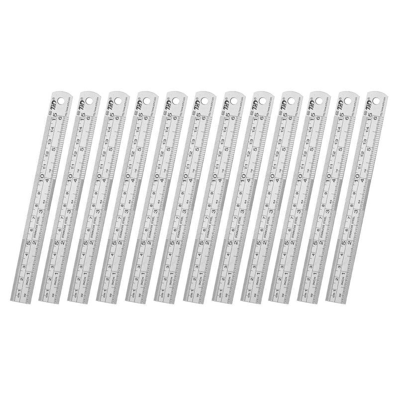 ZZTX Ruler Metal Straight Edge Ruler Stainless Steel Ruler 6 Inch Ruler Set Rulers Bulk 12 Pack