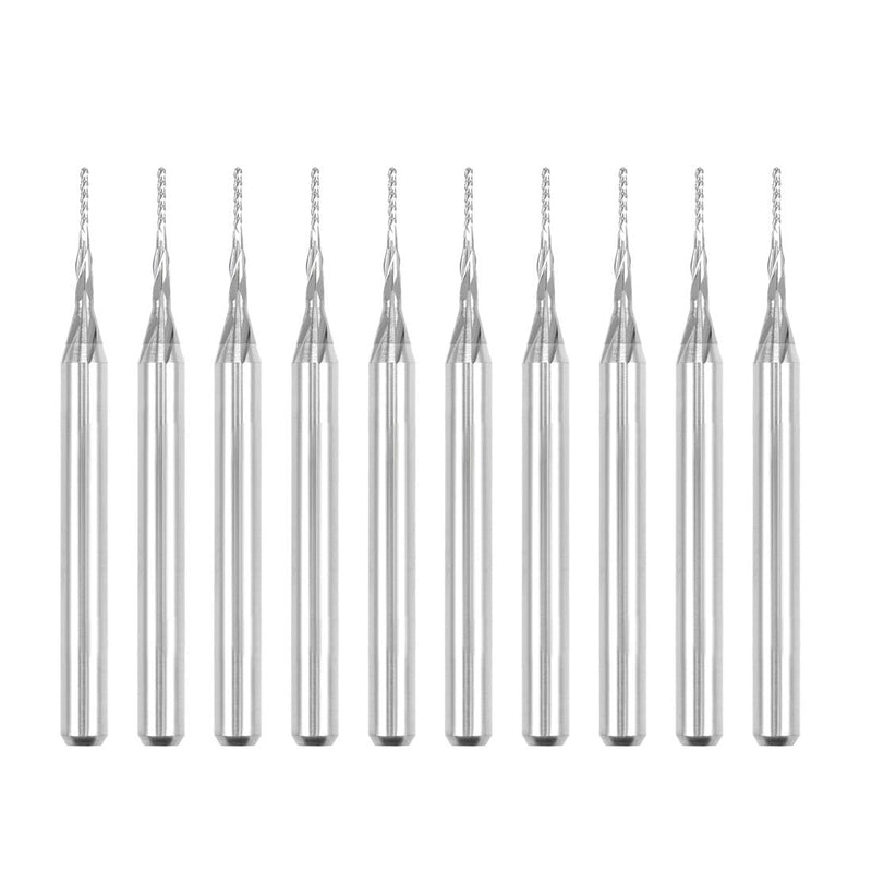 uxcell 10Pcs 0.6mm Carbide End Mill Engraving Milling Cutter CNC Router Bits for PCB Machine, 1/8" Shank 0.6x5mm