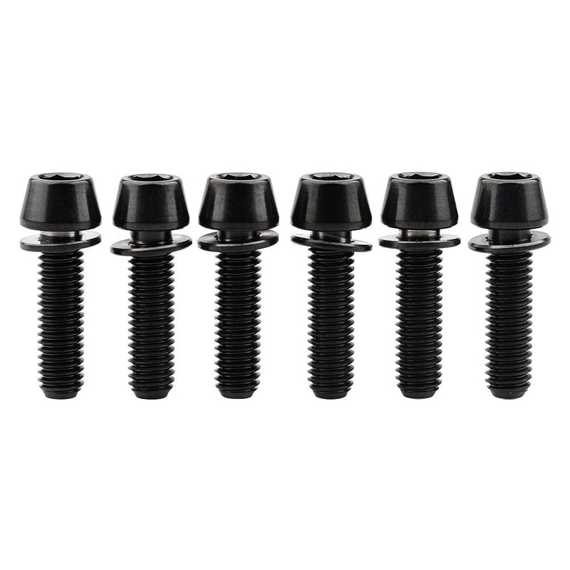Titanium Ti Allen Hex M5x16 18mm Tapered Head Bolt with Washer Screw for Bicycle Stem Parts Pack of 6 (Black, M5x18mm) Black