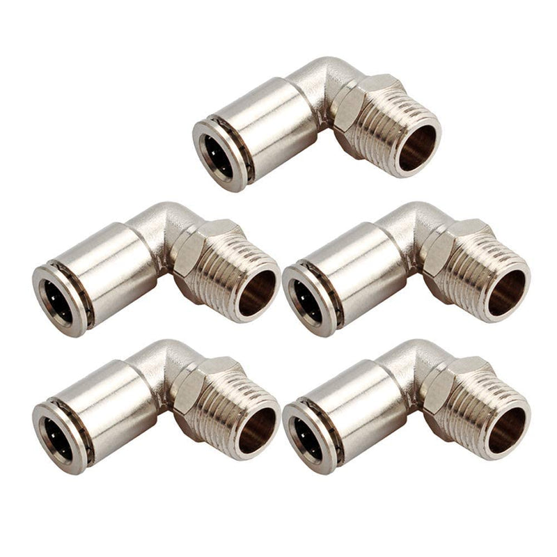 Beduan Brass BPL Push to Connect Air Fittings Elbow 1/4" Tube OD x 1/8" NPT Male 90° Degree Adapter (Pack of 5) 1/4"Tube OD-1/8"NPT 5Pcs