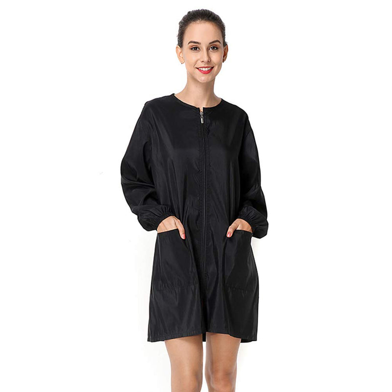 Chameleon Fabric Salon Smock Professional Stylist Jacket Waterproof Haircut Cape Barber Apron M code Black
