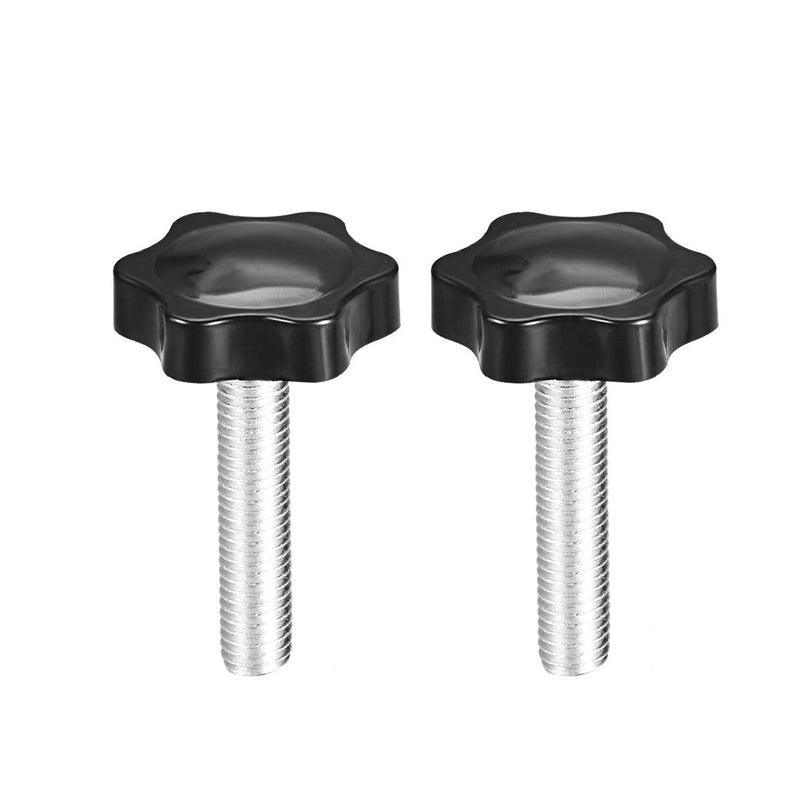 uxcell Clamping Screw Knob, 38mm Dia Plum Hex Shaped Grips Star Knob M10 x 50mm Male Thread, 2pcs M10x50mm
